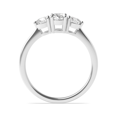4 Prong Oval with round on side Three Stone Diamond Ring