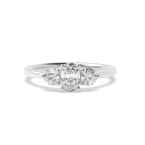 4 Prong Oval With round side Engagement Rings