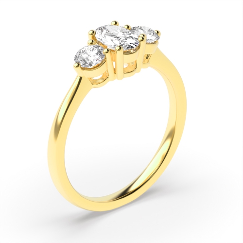 4 Prong Oval Yellow Gold With round side Engagement Rings