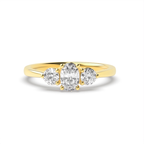 4 Prong Oval Yellow Gold With round side Engagement Rings