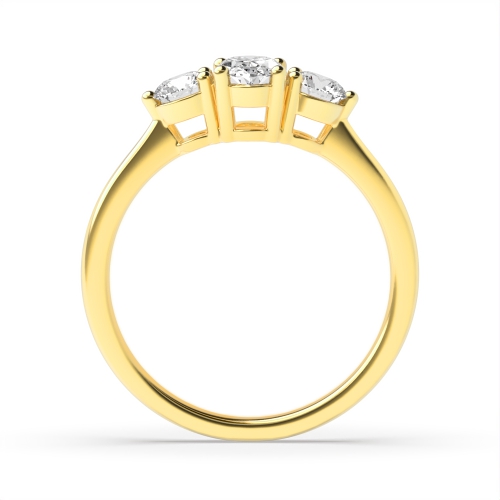 4 Prong Oval Yellow Gold With round side Engagement Rings