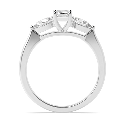 4 Prong Emerald With pear on side Engagement Rings