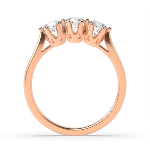 6 Prong Round Rose Gold Crown set Trilogy Engagement Rings