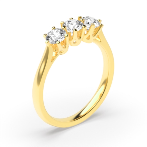 6 Prong Round Yellow Gold Crown set Engagement Rings