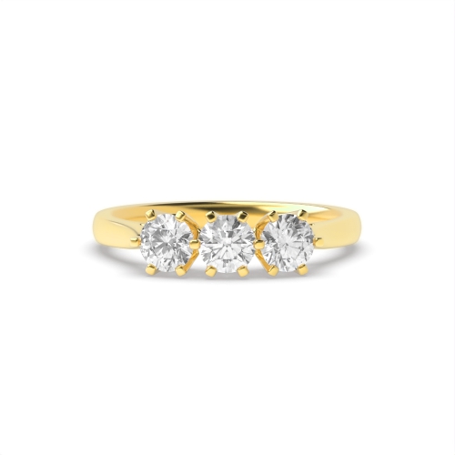 6 Prong Round Yellow Gold Crown set Engagement Rings