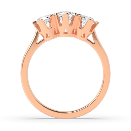 6 Prong Round Rose Gold Vintage style Trilogy Engagement Rings