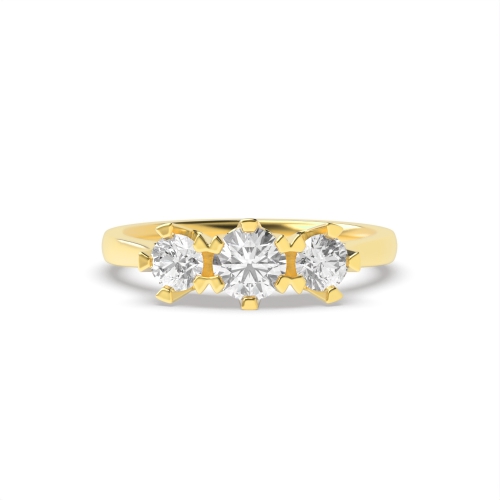 6 Prong Round Yellow Gold Vintage style Engagement Rings