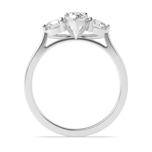 Prong Pear with round on side Three Stone Diamond Ring