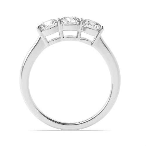 4 Prong Round Shared Claws Moissanite Three Stone Engagement Ring