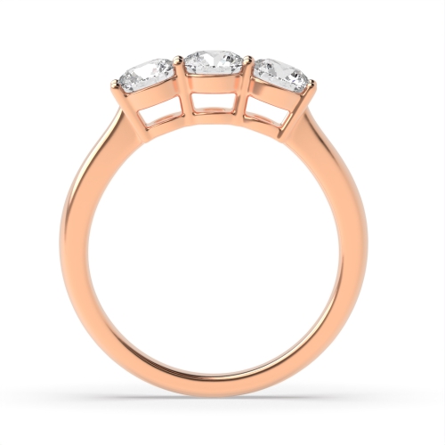 4 Prong Round Rose Gold Shared claws Trilogy Engagement Rings