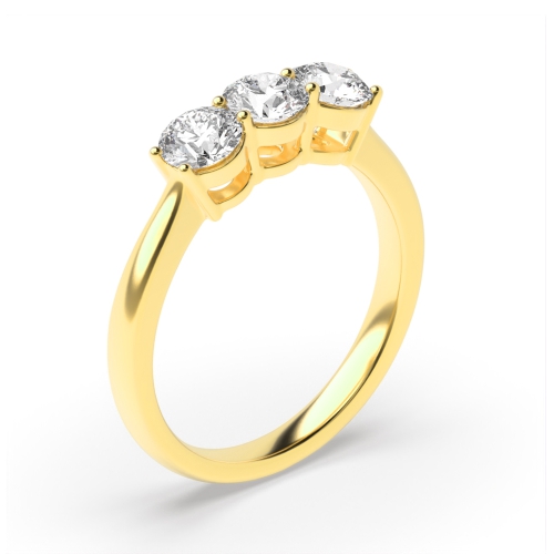 4 Prong Round Yellow Gold Shared claws Engagement Rings