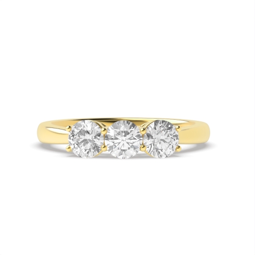 4 Prong Round Yellow Gold Shared claws Engagement Rings