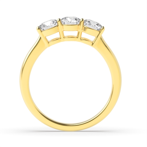 4 Prong Round Yellow Gold Shared claws Engagement Rings