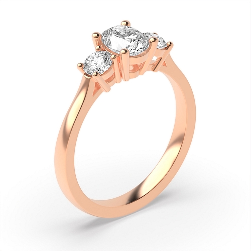 4 Prong Oval Rose Gold Separate claws graduating Trilogy Engagement Rings