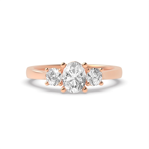 4 Prong Oval Rose Gold Separate claws graduating Trilogy Engagement Rings