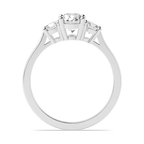 4 Prong Oval Separate claws graduating Naturally Mined Diamond Trilogy Engagement Rings