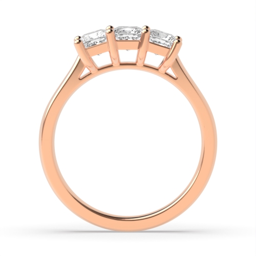 4 Prong Princess Rose Gold Shared claws tappered shoulder Trilogy Engagement Rings