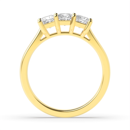 4 Prong Princess Yellow Gold Shared claws tappered shoulder Engagement Rings