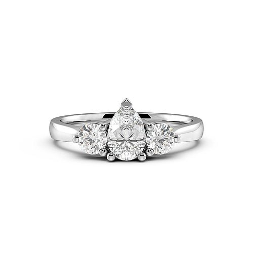 Prong Pear And Round Graduated Three Stone Diamond Ring