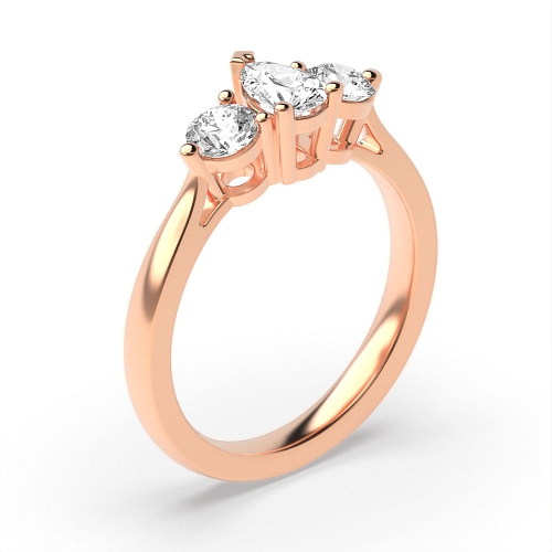 Prong Pear Rose Gold And round graduated Trilogy Engagement Rings