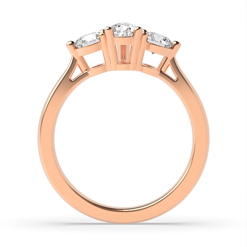 Prong Pear Rose Gold And round graduated Trilogy Engagement Rings