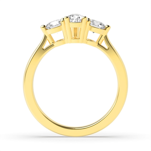 Prong Pear Yellow Gold And round graduated Engagement Rings