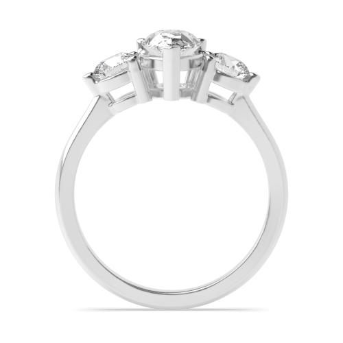 Prong Pear And Round Basket Three Stone Diamond Ring