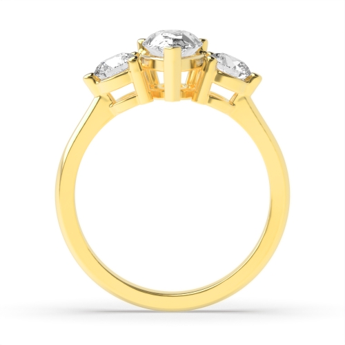 Prong Pear Yellow Gold And round basket Engagement Rings