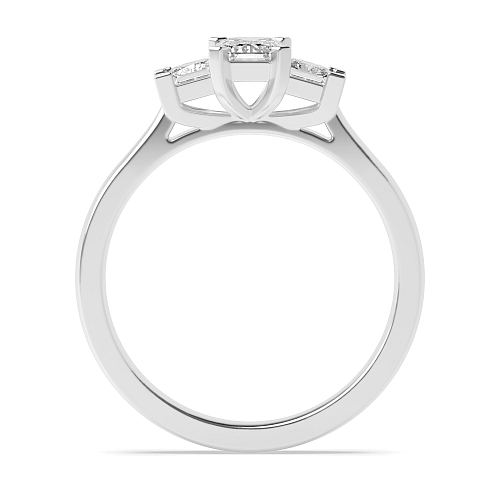 4 Prong Emerald With princess on side Moissanite Engagement Rings