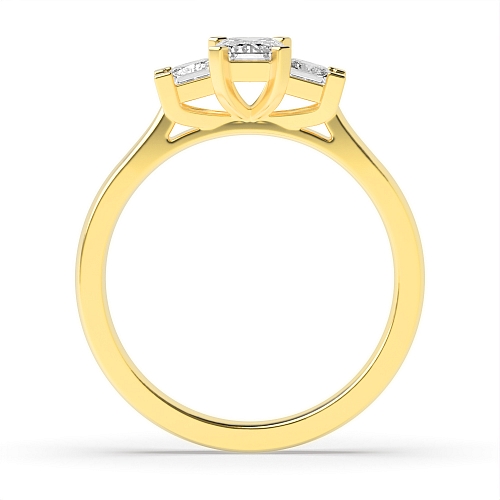 4 Prong Emerald Yellow Gold With princess on side Engagement Rings