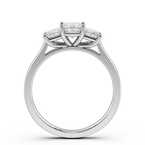 4 Prong Princess Shared Round Claws Three Stone Engagement Ring