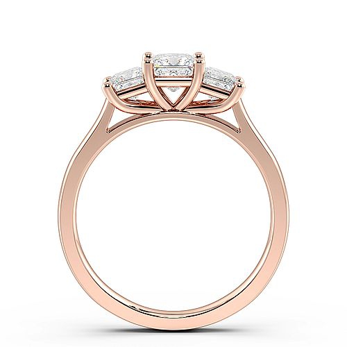 4 Prong Princess Rose Gold Shared round claws Trilogy Engagement Rings