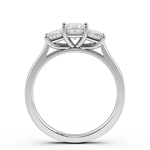 4 Prong Princess Shared Round Claws Three Stone Diamond Ring