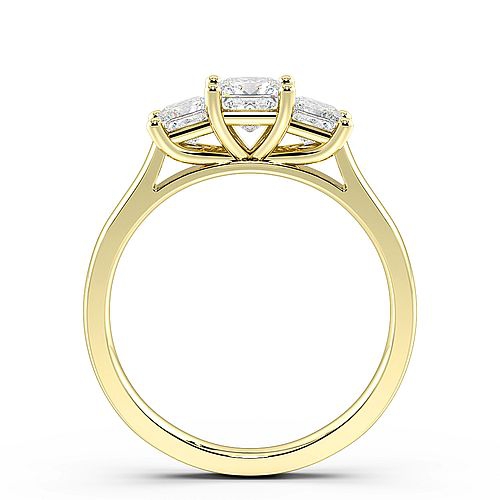 4 Prong Princess Yellow Gold Shared round claws Engagement Rings