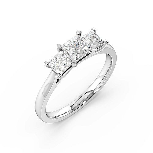 4 Prong Asscher Three Stone Engagement Rings