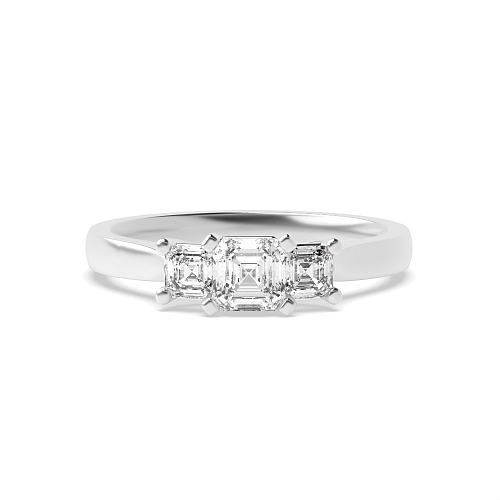 4 Prong Asscher Shaped square claws Moissanite Engagement Rings