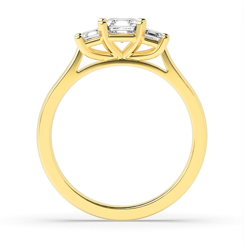 4 Prong Asscher Yellow Gold Shaped square claws Engagement Rings