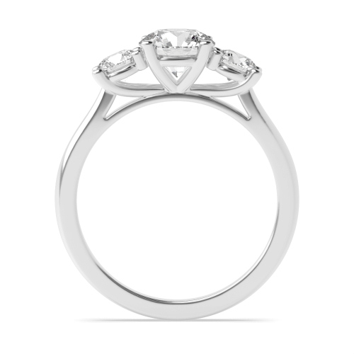4 Prong Round Graduated Raised Setting Moissanite Three Stone Engagement Ring