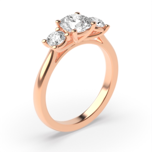 4 Prong Round Rose Gold Graduated raised setting Trilogy Engagement Rings