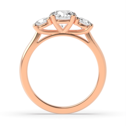 4 Prong Round Rose Gold Graduated raised setting Trilogy Engagement Rings