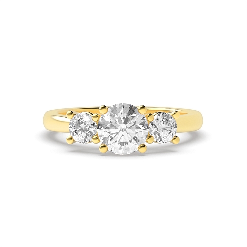 4 Prong Round Yellow Gold Graduated raised setting Engagement Rings