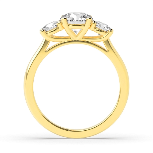 4 Prong Round Yellow Gold Graduated raised setting Engagement Rings