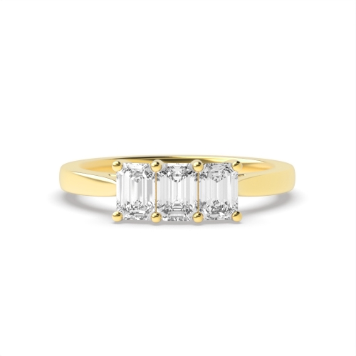 4 Prong Emerald Yellow Gold Shaped claws Engagement Rings