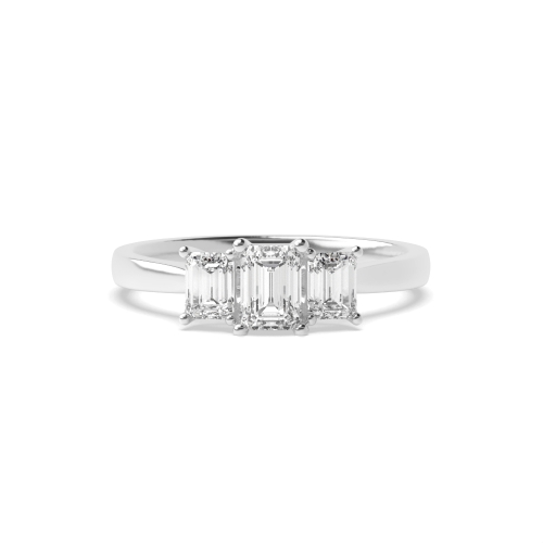 4 Prong Emerald Raised setting graduating Moissanite Engagement Rings