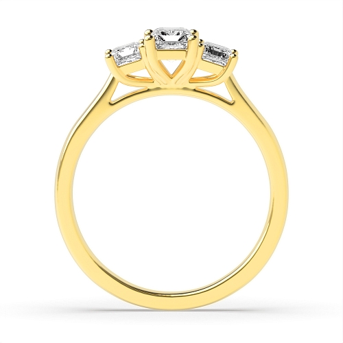 Emerald Yellow Gold Raised setting graduating Engagement Rings