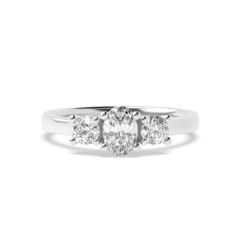 4 Prong Oval With Round on Side Three Stone Engagement Ring