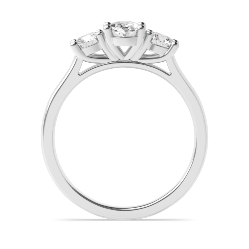 4 Prong Oval With Round on Side Three Stone Diamond Ring