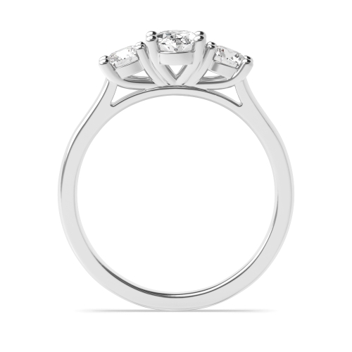 4 Prong Oval With round on side Engagement Rings