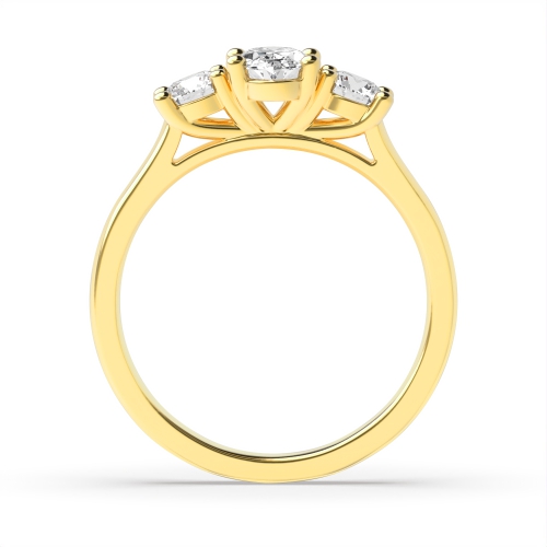 4 Prong Oval Yellow Gold With round on side Engagement Rings
