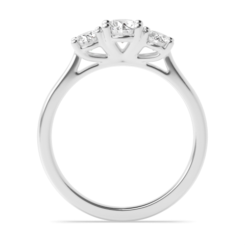 4 Prong Oval Separate Claws High Set Three Stone Engagement Ring